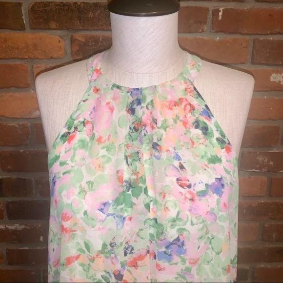 ASTR Womens Floral Sleeveless Trapeze Swing Dress Size Small Halter Summer - Picture 2 of 6